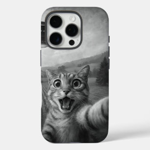Kattenselfie met buitenaardse UFO grappige katteng iPhone 16 Pro Hoesje