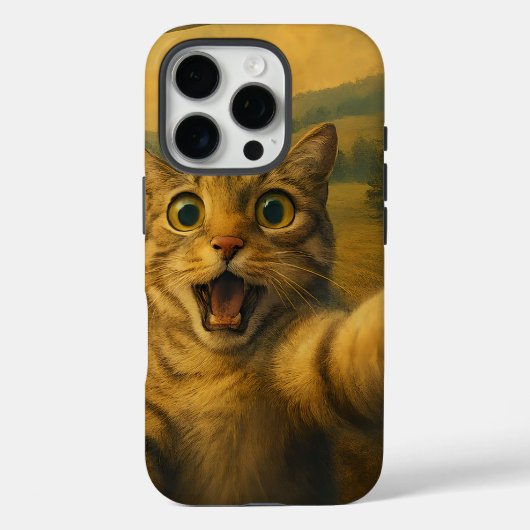 Kattenselfie met buitenaardse UFO grappige katteng Case-Mate iPhone Case (Achterkant)