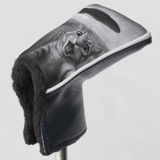 Kattenselfie met buitenaardse UFO grappige katteng Golfheadcover (3/4 voorkant)