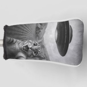 Kattenselfie met buitenaardse UFO grappige katteng Golfheadcover