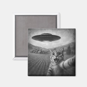 Kattenselfie met buitenaardse UFO grappige katteng Magneet
