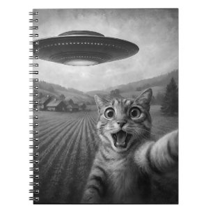 Kattenselfie met buitenaardse UFO grappige katteng Notitieboek