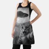 Kattenselfie met buitenaardse UFO grappige katteng Schort (Insitu)