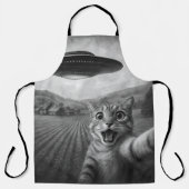 Kattenselfie met buitenaardse UFO grappige katteng Schort (Voorkant)