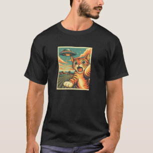 Kattenselfie met buitenaardse ufo tulp grappige an t-shirt