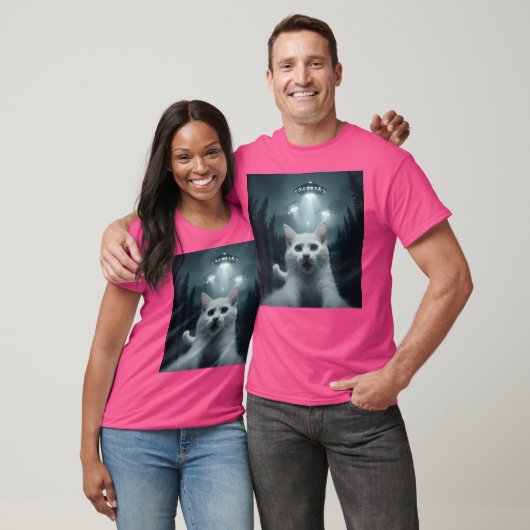 Kattenselfie met ufo grappig t-shirt (Unisex)