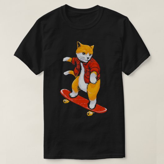 Kattenskater katteskateboard kattenliefhebber t-shirt (Design voorkant)
