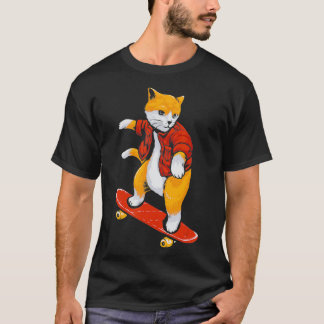 Kattenskater katteskateboard kattenliefhebber t-shirt