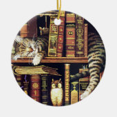 Kattenslaap in bibliothecaresse keramisch ornament (Voorkant)
