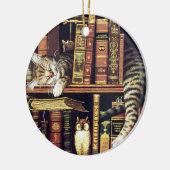 Kattenslaap in bibliothecaresse keramisch ornament (Links)