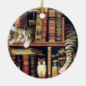 Kattenslaap in bibliothecaresse keramisch ornament (Achterkant)