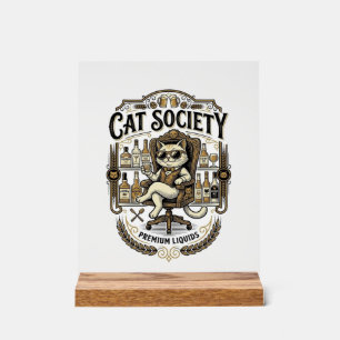 Kattensociëteit Kat Alcohol Bar Humor Vintage Vect Acryl Bord