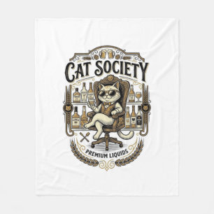 Kattensociëteit Kat Alcohol Bar Humor Vintage Vect Fleece Deken