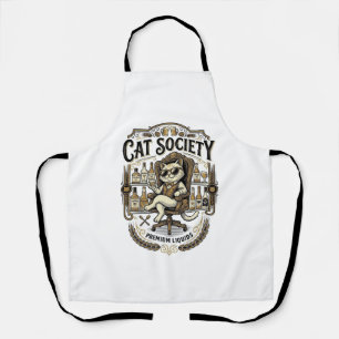 Kattensociëteit Kat Alcohol Bar Humor Vintage Vect Schort