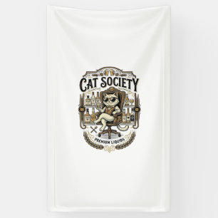 Kattensociëteit Kat Alcohol Bar Humor Vintage Vect Spandoek