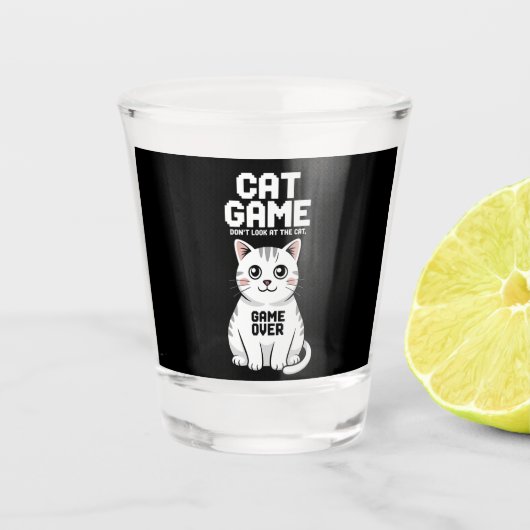 Kattenspel Kijk Niet Naar De Kat Grappig Shot Glas (Voorkant)