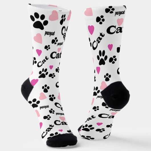 Kattensporen, spoor, kat, dieren sokken (Gebogen)