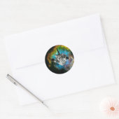 Kattensprong in de ruimte ronde sticker (Envelop)