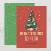 Kattenstaafjes sneeuwwintermeowy Kerstmis Feestdagenkaart (Voorkant / Achterkant)