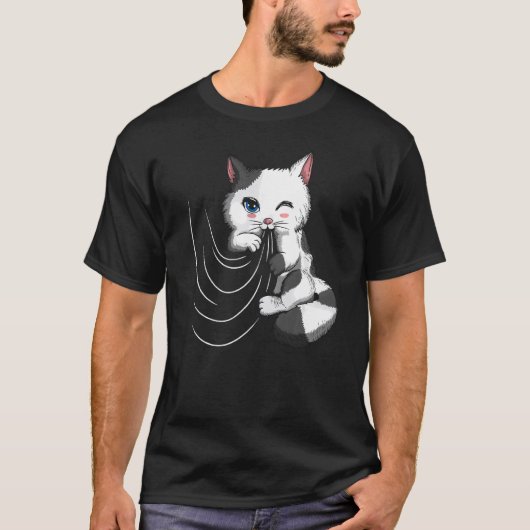 Kattenstaarten met dekbedden met gordijn t-shirt (Voorkant)