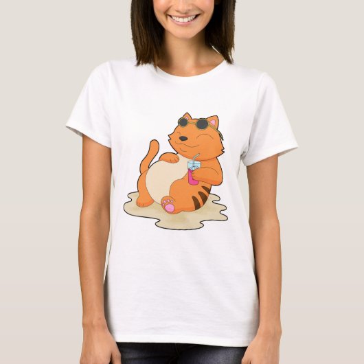 Kattenstranddrank Zomer T-shirt (Voorkant)