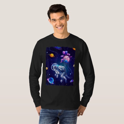 Kattenstronaut in de galaxy-afbeelding t-shirt (Voorkant volledig)