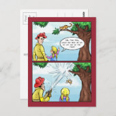 Kattenstuck in Tree Cartoon Briefkaart (Voorkant / Achterkant)