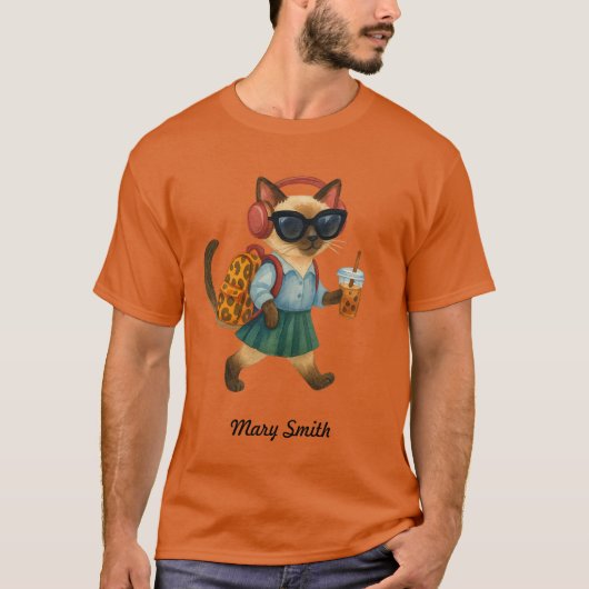 Kattenstudent terug naar school  Hoofdtelefoon bub T-shirt (Voorkant)