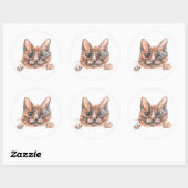 Kattentekening Classic ronde Sticker, glanzend Ronde Sticker (Vel)