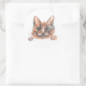 Kattentekening Classic ronde Sticker, glanzend Ronde Sticker (Tas)