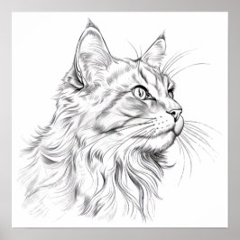 Kattentekening Poster