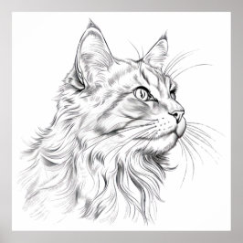 Kattentekening Poster