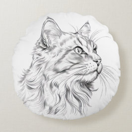 Kattentekening Rond Kussen