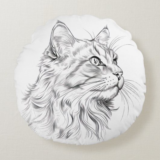 Kattentekening Rond Kussen (Voorkant)