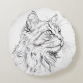Kattentekening Rond Kussen (Achterkant)