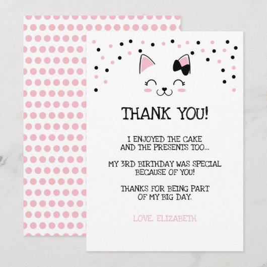 Kattenthema Dankkaartjes Kaart (Voorkant / Achterkant)