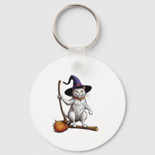 Kattentovenaar Halloween heks Mystieke Kattenliefh Sleutelhanger