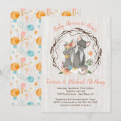 Kattenuitnodigingen voor babyfeestje met mama en p kaart (Voorkant / Achterkant)