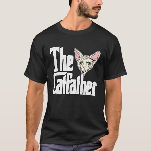 Kattenvader De Kattenvader Kraaie Sphynx Kat Vader T-shirt (Voorkant)