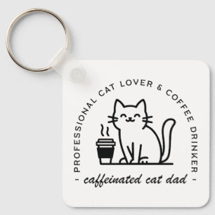 Kattenvader en koffieliefhebbers hipster sleutelhanger