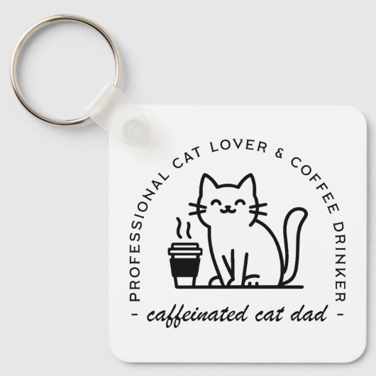 Kattenvader en koffieliefhebbers hipster sleutelhanger (Voorkant)