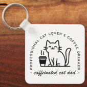 Kattenvader en koffieliefhebbers hipster sleutelhanger (Voorkant)