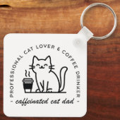 Kattenvader en koffieliefhebbers hipster sleutelhanger (Achterkant)