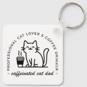 Kattenvader en koffieliefhebbers hipster sleutelhanger (Achterkant)