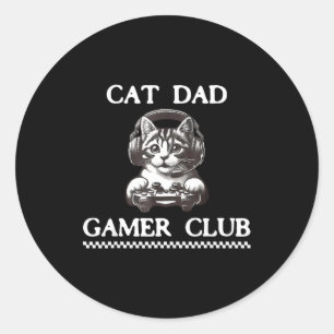 Kattenvader Gamer Club Grappige Kattenliefhebber G Ronde Sticker