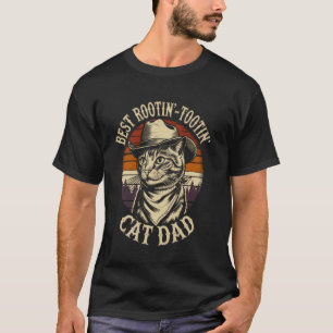 Kattenvader Kattenshirt Grappige Vaderdag Cowboy R T-shirt