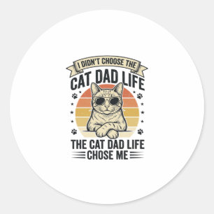 Kattenvader Leven Vintage Gravure T-Shirt Ontwerp_ Ronde Sticker
