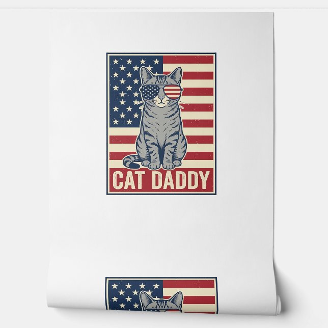 Kattenvader Patriottische Kat Vector Design_1 Behang (Afrollen)