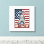Kattenvader Patriottische Kat Vector Design_1 Canvas Afdruk (Insitu (Houten vloer))