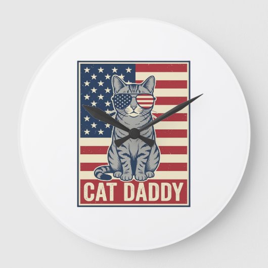 Kattenvader Patriottische Kat Vector Design_1 Grote Klok (Voorkant)